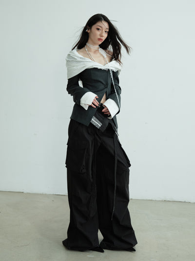 Off-shoulder Fake Two-piece Suit Jacket JNY0218