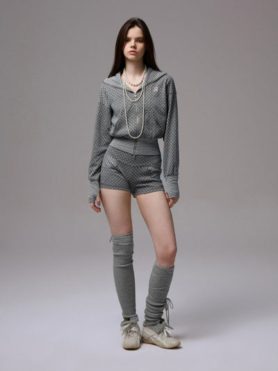 Polka Dot Devil Horn Hooded Jacket JIN0037