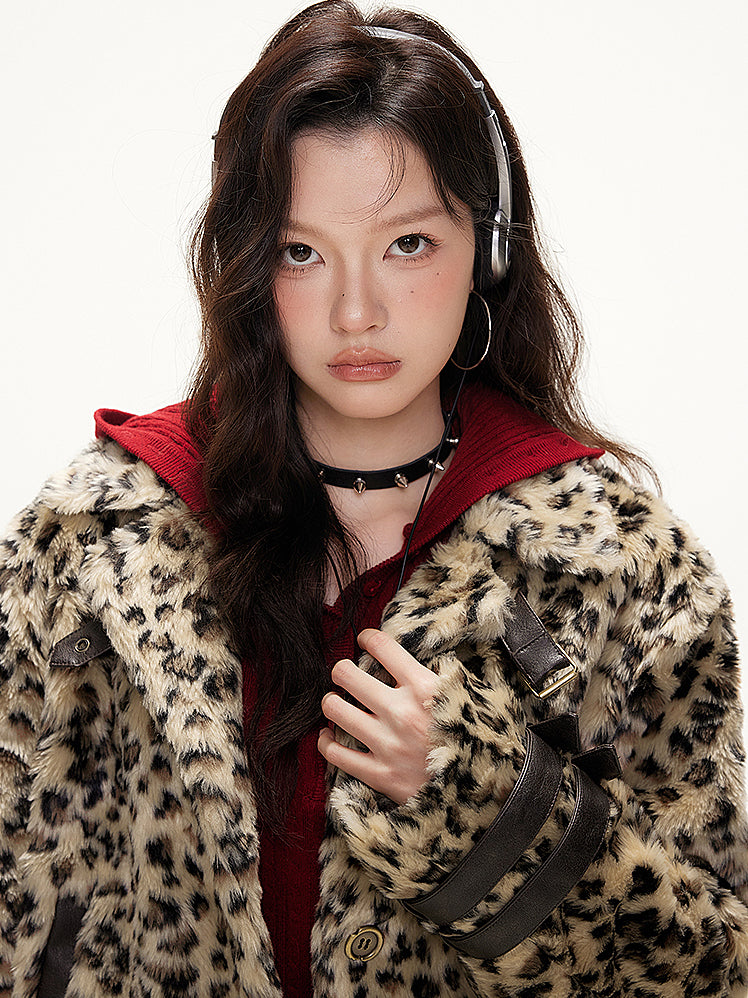 Retro Leopard Print Eco-friendly Fur Jacket IMO0077