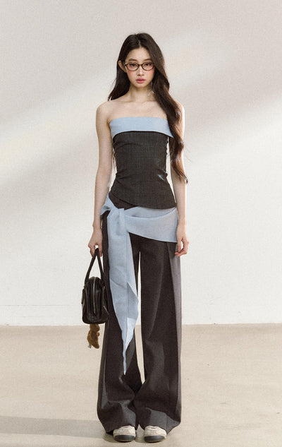 High-end Suit Contrast Color Tube Top/Pants SHI0204