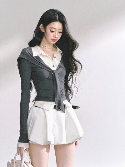 Fake Two-piece Short Polo Shirt DIA0541