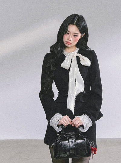 Black Jacket With Ribbon/Short Skirt DIA0592