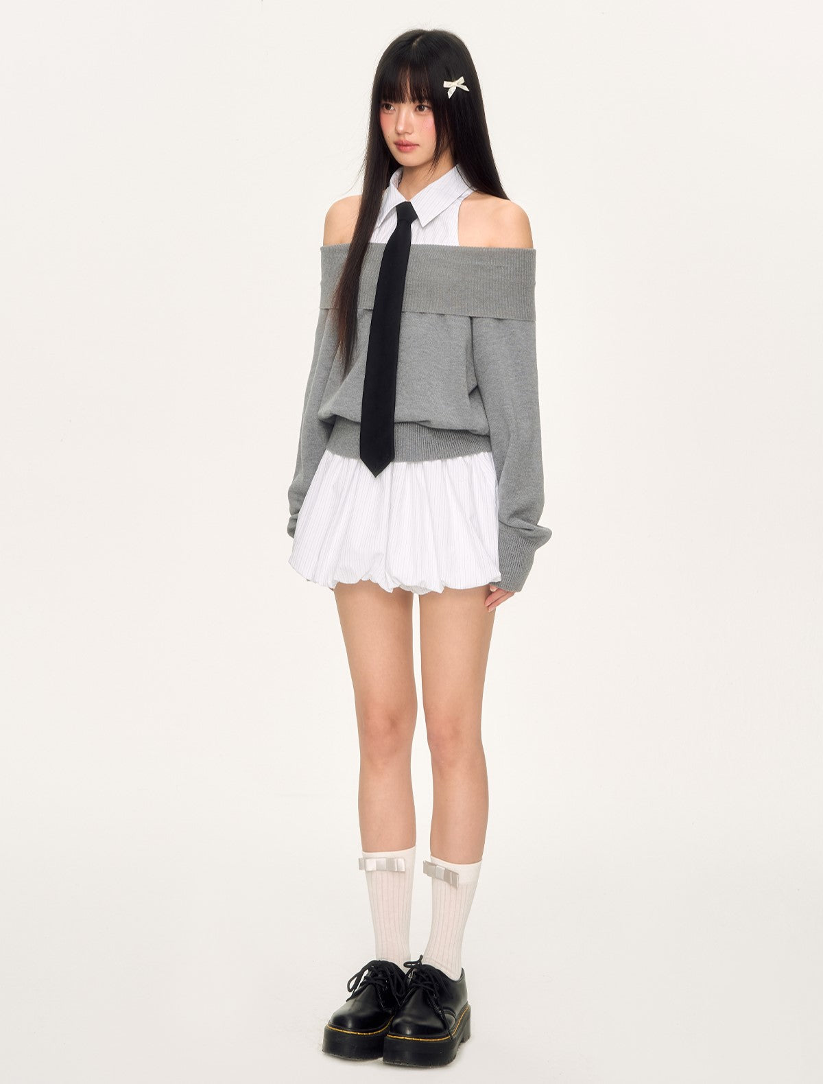 Fake Two-Piece Off-shoulder Dress WEE0033