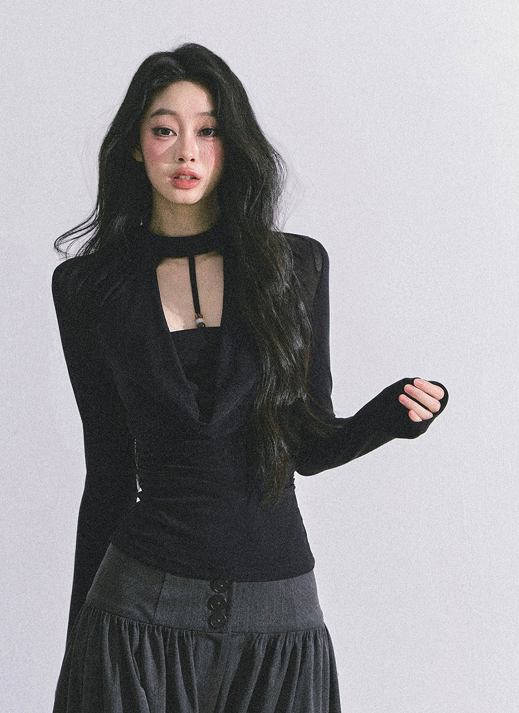 Fake Two-piece V-neck T-shirt DIA0596