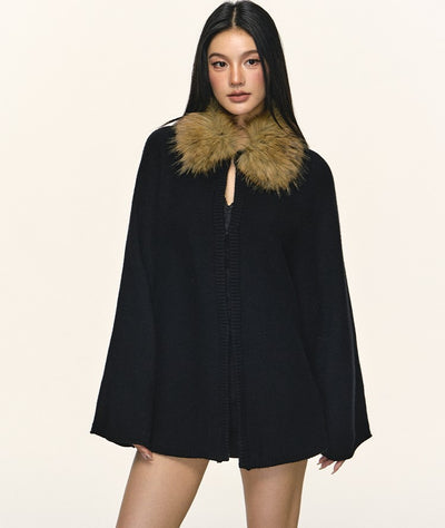 Eco-friendly Fur Collar Knitted Cardigan ANA0106