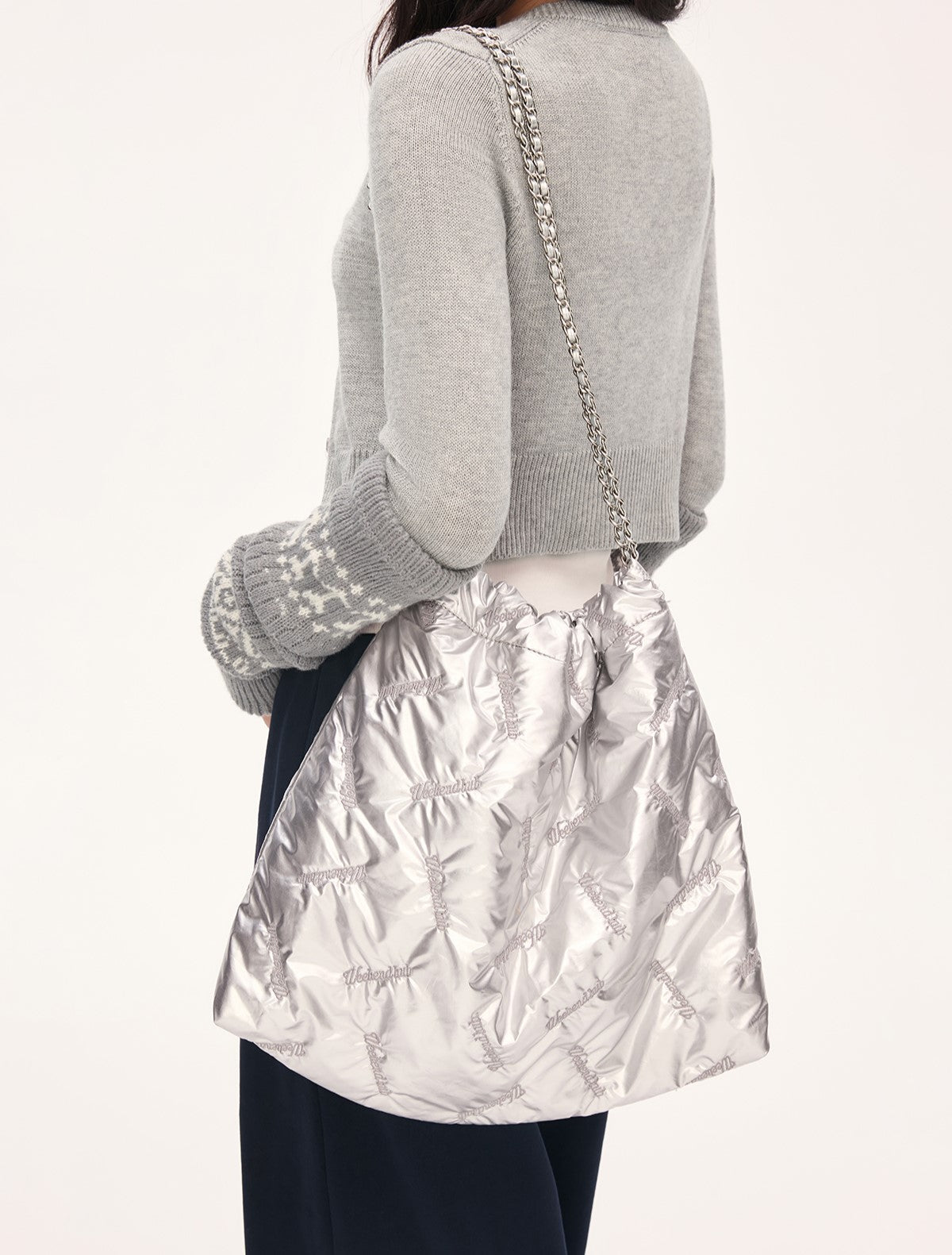 Letter Embroidered Diamond Quilted Chain Bag WEE0131