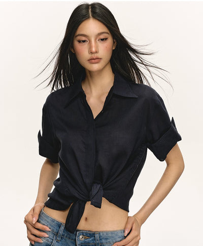 High-end Linen Short-sleeved Shirt ANA0044