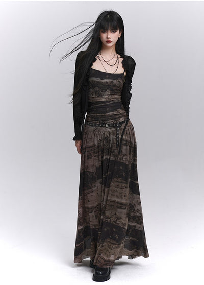 Black and Brown Suspender Dress LAD0210