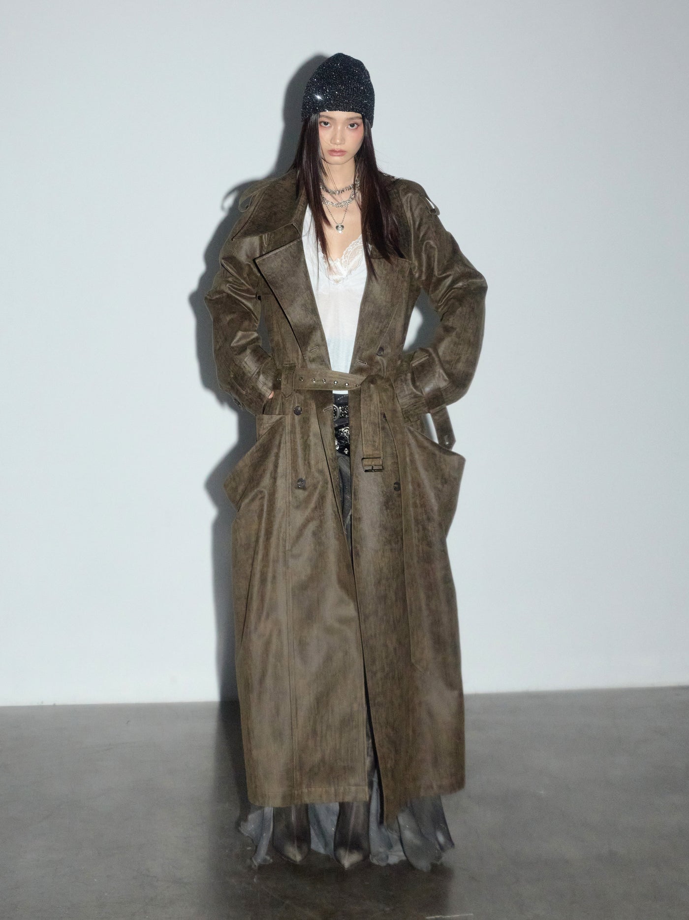 Retro Rock Extra Long Trench Coat JNY0272