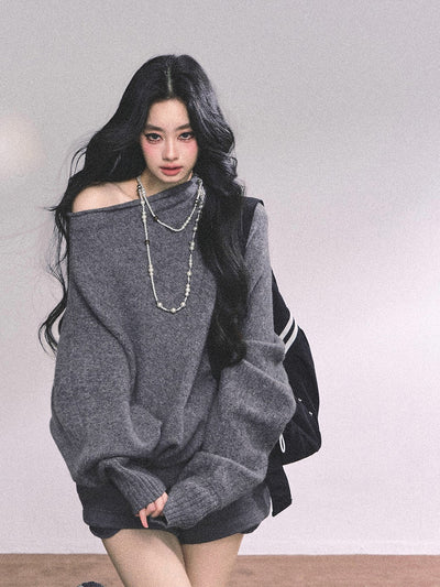 Lazy Style Off-shoulder Sweater DIA0631