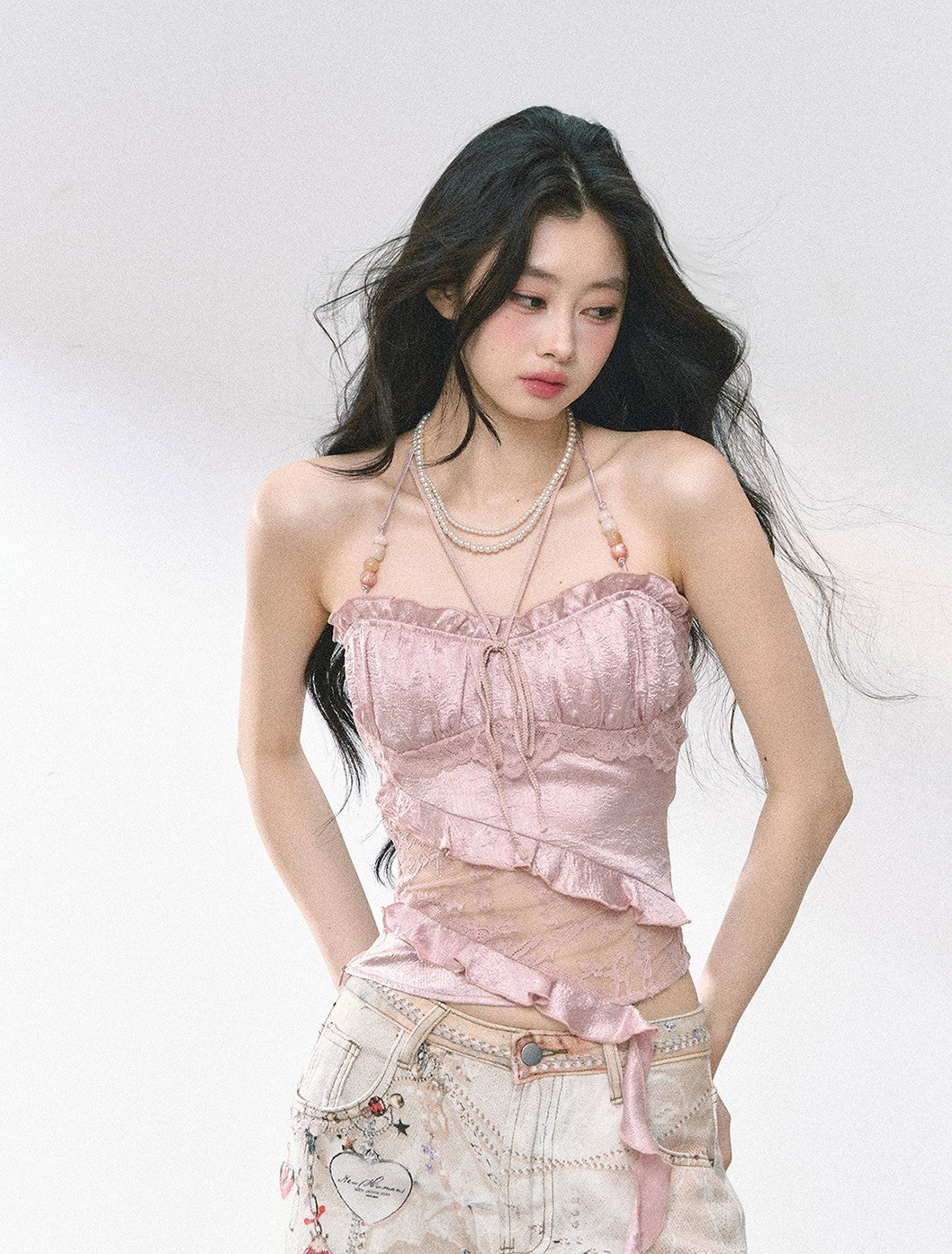 Lace Halter Slim Camisole DIA0472