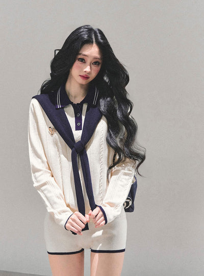 Two-Color Knitted Top/Shorts DIA0685