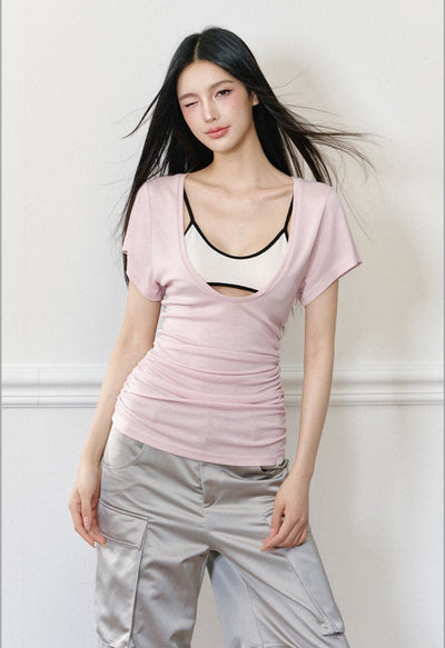 U-neck Loose Short-sleeved T-shirt AGM0176