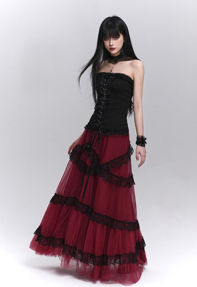 Red Tulle Long Skirt LAD0211