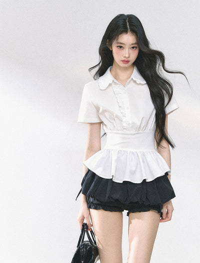 Waist Slim White Slim Shirt DIA0471