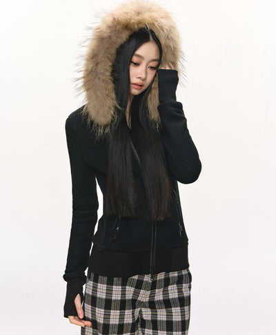 Fur Collar Hooded Sweatshirt Jacket ANA0102