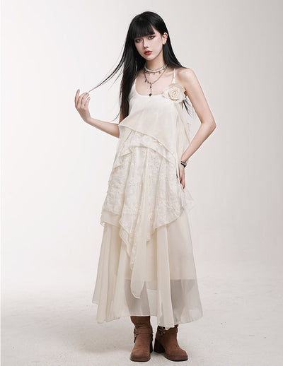 White Lace Suspender Dress LAD0178