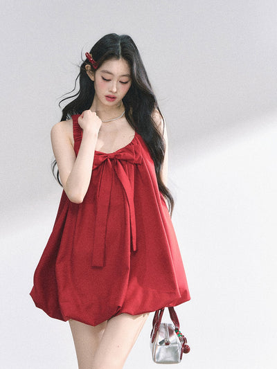 Babydoll Bow Short Dress DIA0464
