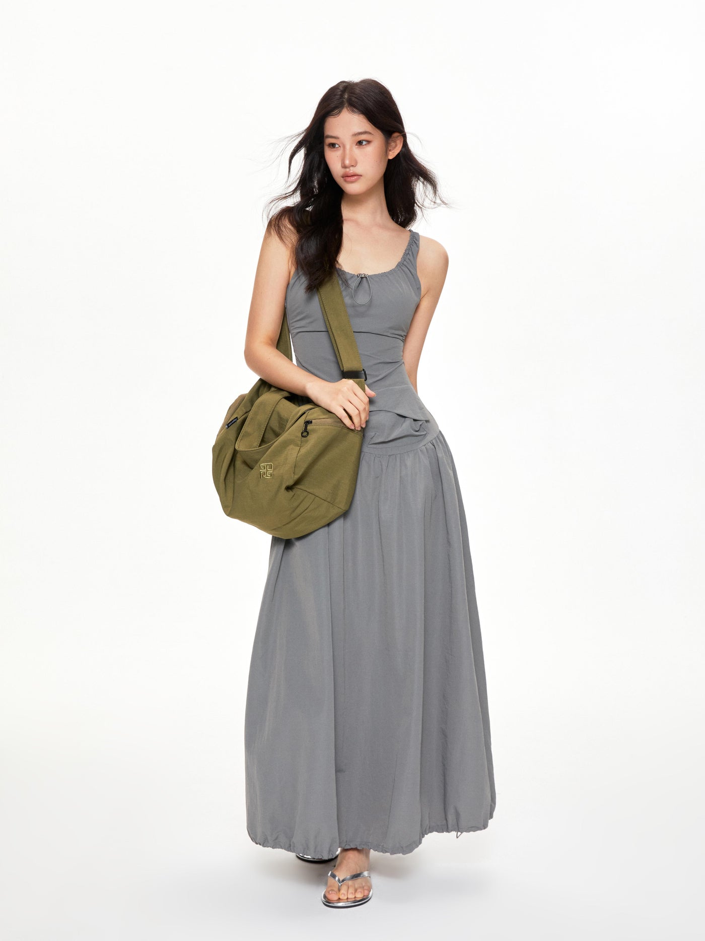 U-neck Suspender Long Dress APE0397