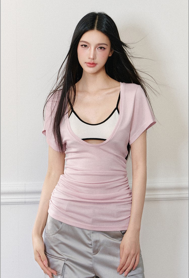 U-neck Loose Short-sleeved T-shirt AGM0176