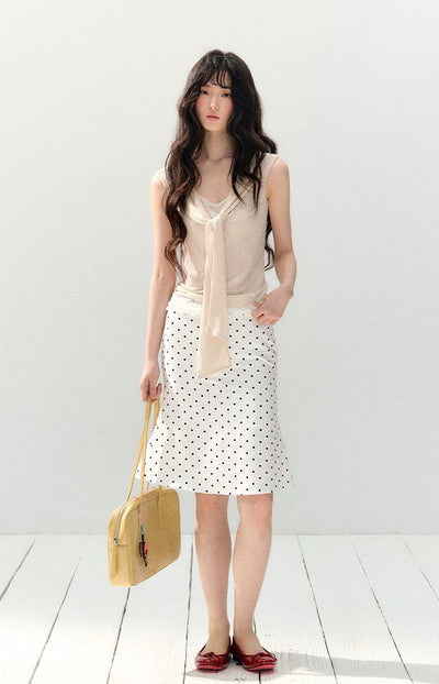 Polka Dot Slim Straight Skirt SHI0149