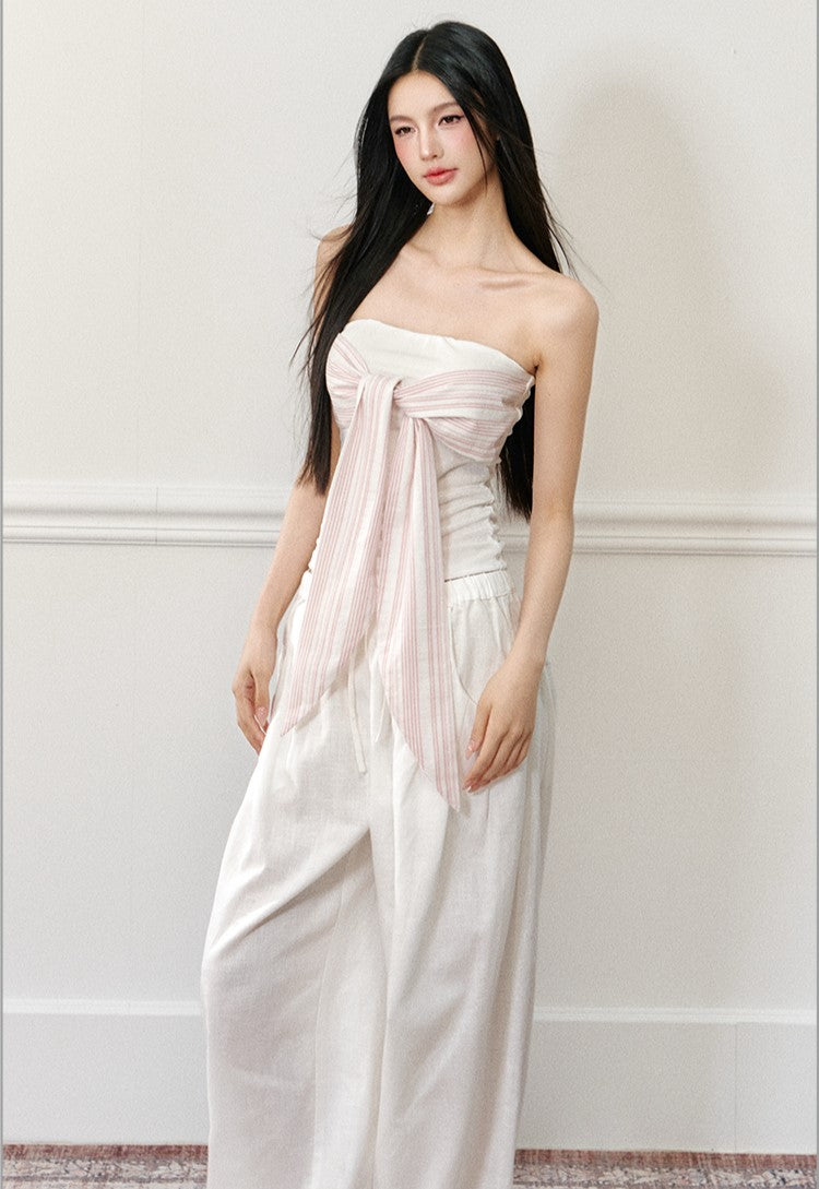 Striped Bandeau Design Tube Top AGM0171