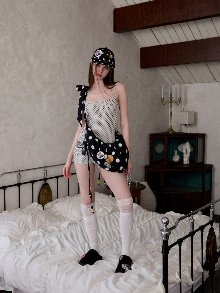 Polka Dot Striped Jumpsuit/Cardigan JIN0031