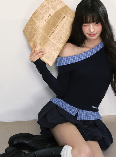 Fake Two-piece Off-shoulder T-shirt WEE0011