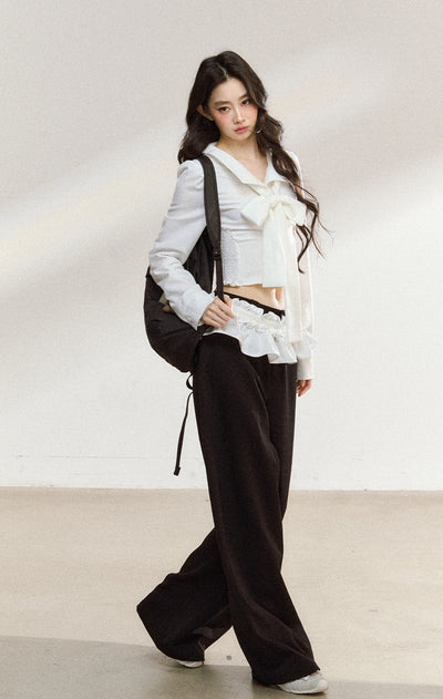White Bow Lace Shirt/Pants SHI0210
