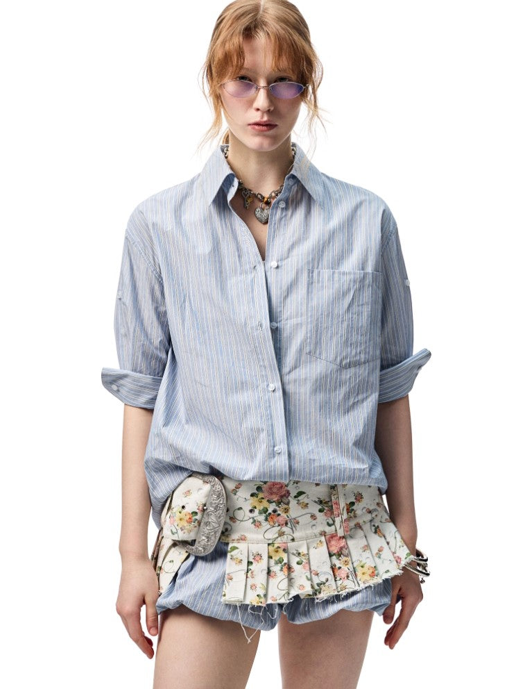 Mid-sleeve Drop Shoulder Shirt/Bubble Shorts JIN0006