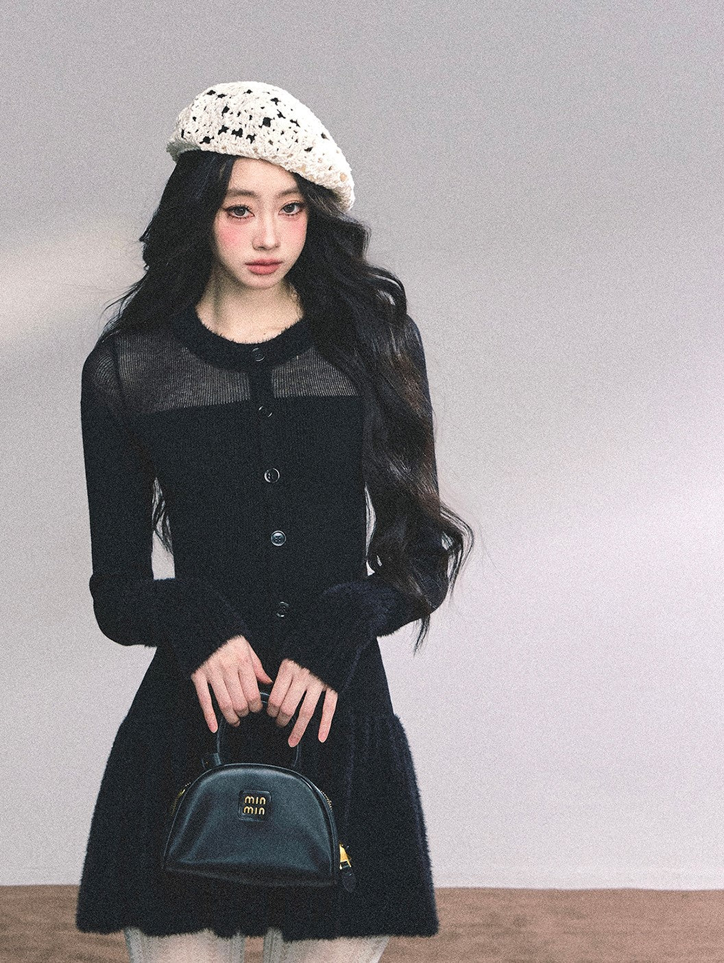 French Long-sleeved Knitted Dress DIA0642