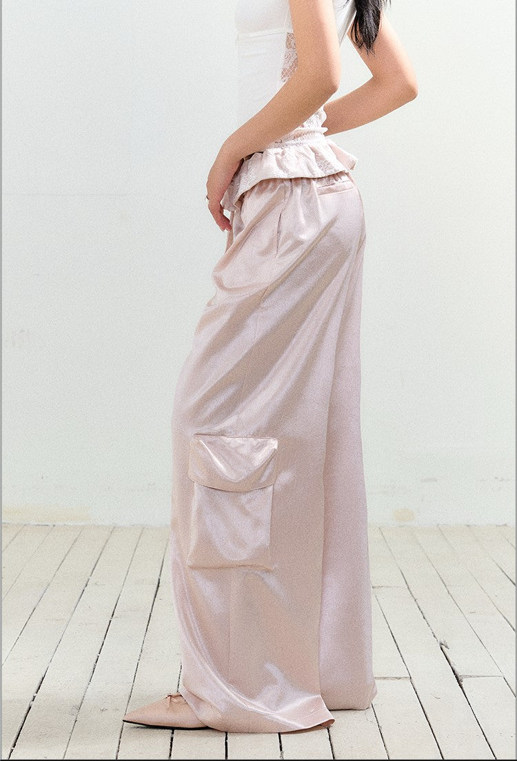Large Pocket Satin High-end Pants AGM0153