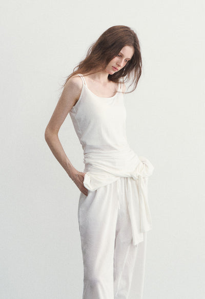 White Long-sleeved T-shirt/Camisole SPE0098