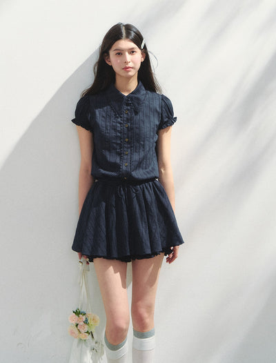Navy Short Sleeve Shirt Dress SUN0145