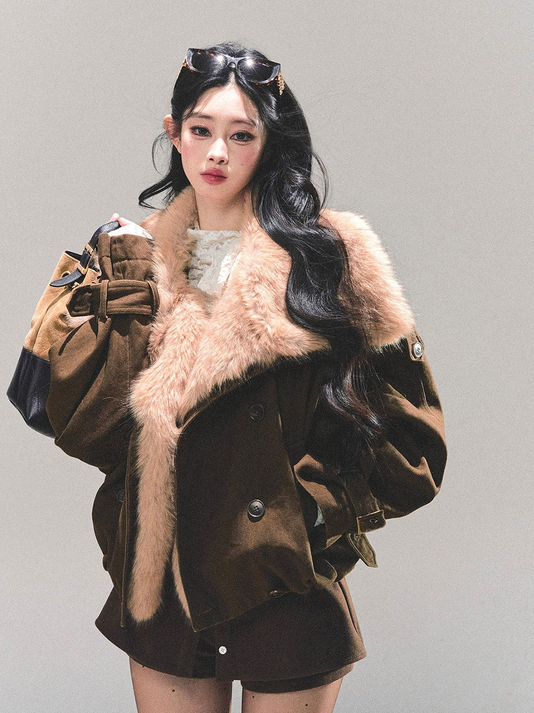 Furry Eco-friendly Large Lapel Jacket DIA0678