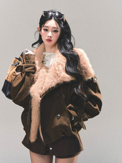 Furry Eco-friendly Large Lapel Jacket DIA0678