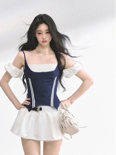 Fake Two-piece Suspender Shirt DIA0502