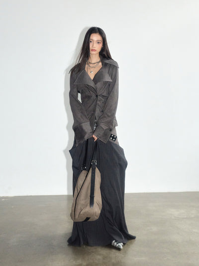 Large Pockets Hem Long Skirt JNY0281