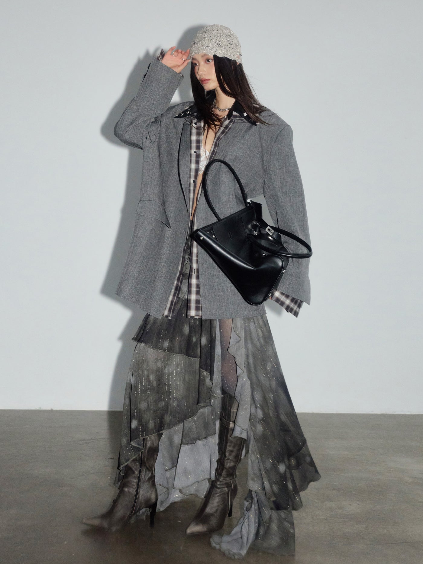 Printed Chiffon Irregular Ruffle Skirt JNY0279