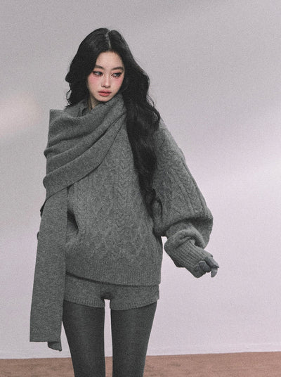 Cable Sweater/Scarf/Shorts DIA0621