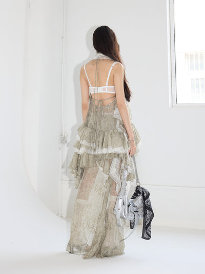 Ruffles Embroidery Cake Dress JNY0226
