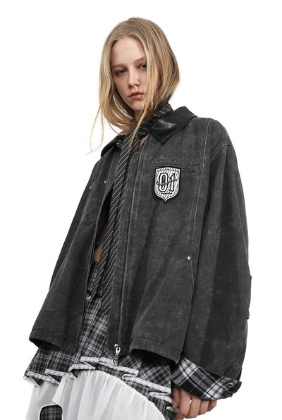Workwear Leather Collar Jacket ANY0082