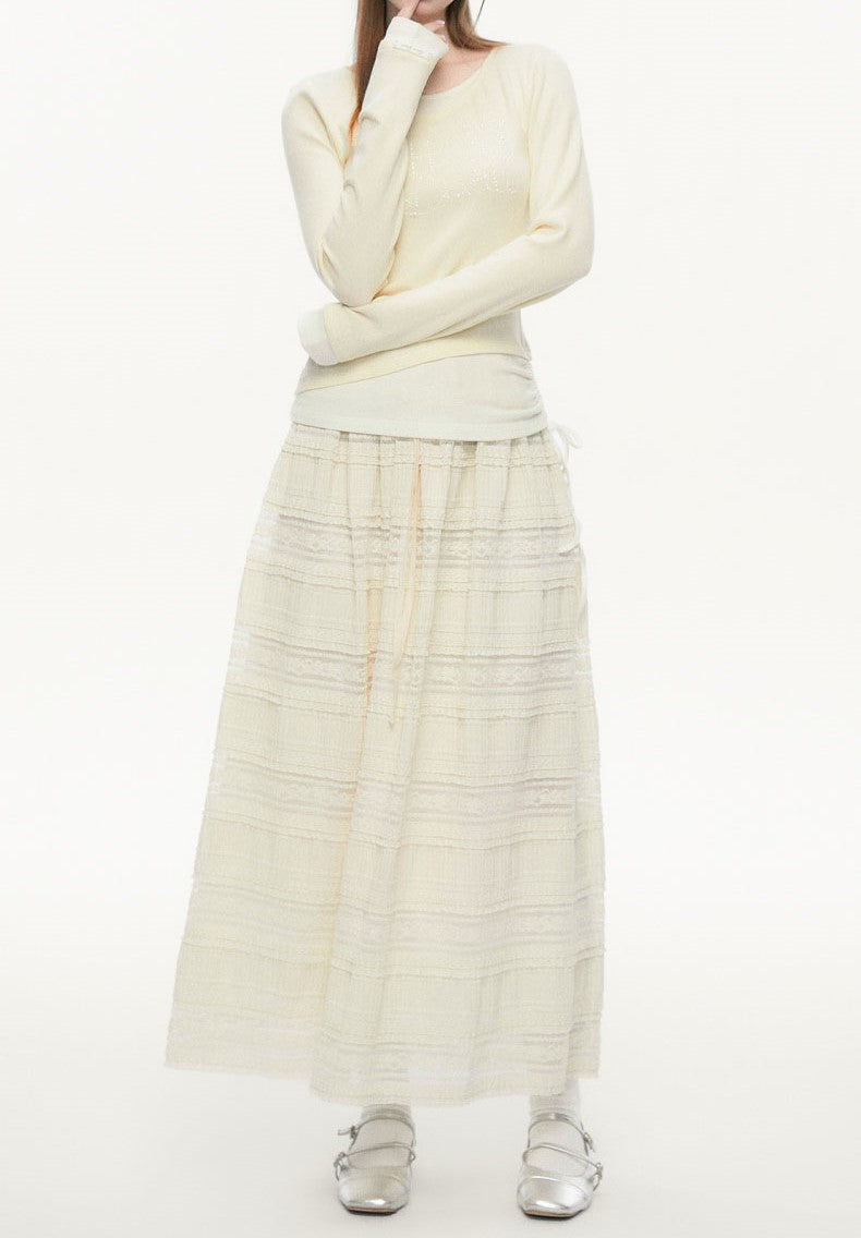 Splicing Lace Cake Long Skirt SPE0081