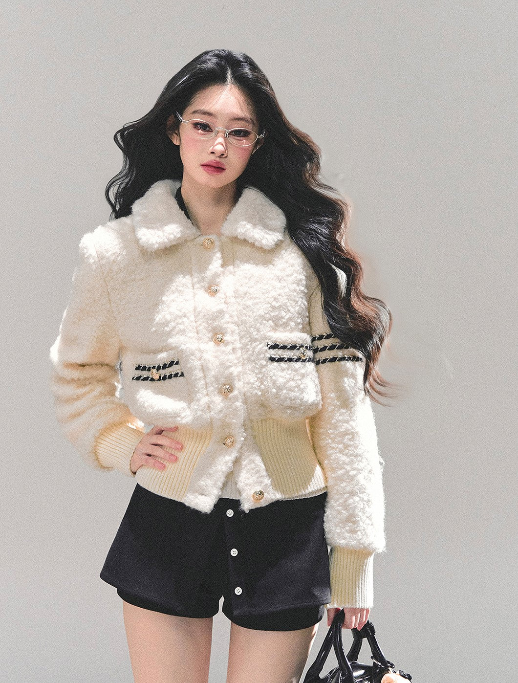 White Wool Quilted Thick Jacket DIA0673