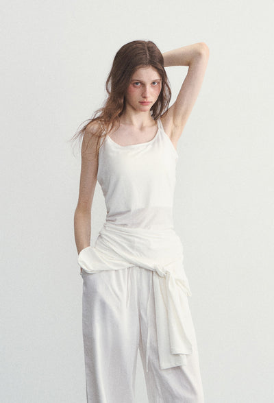 White Long-sleeved T-shirt/Camisole SPE0098