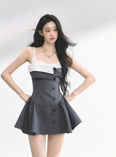 Hepburn Style Suspender Puffy Dress DIA0522