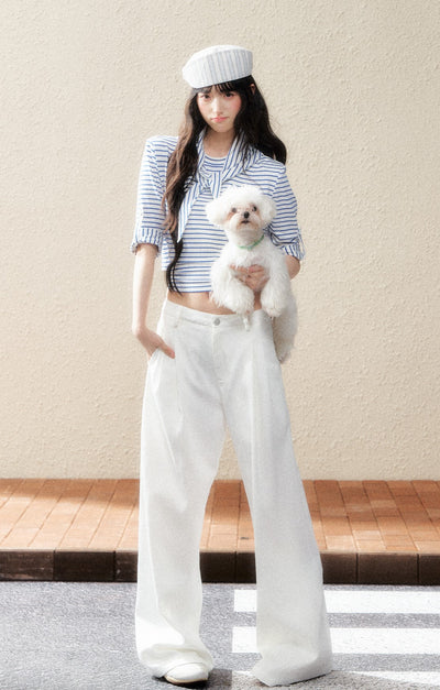 Striped Mid-sleeve T-shirt SHI0183