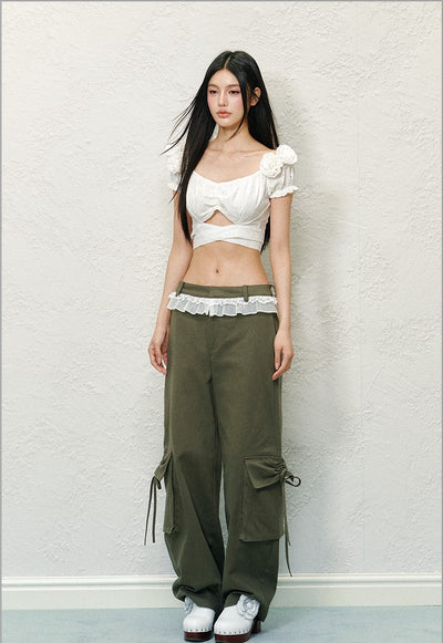 Large Pocket Lace Drawstring Pants AGM0130