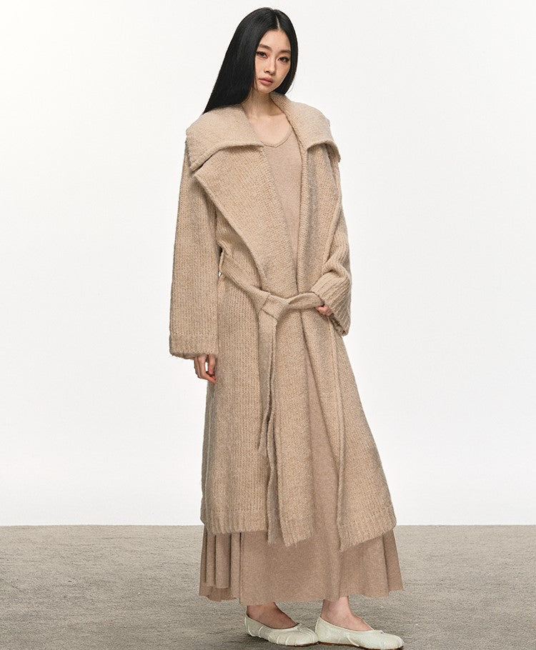 Lazy Style Knitted Belt Long Cardigan ANA0103