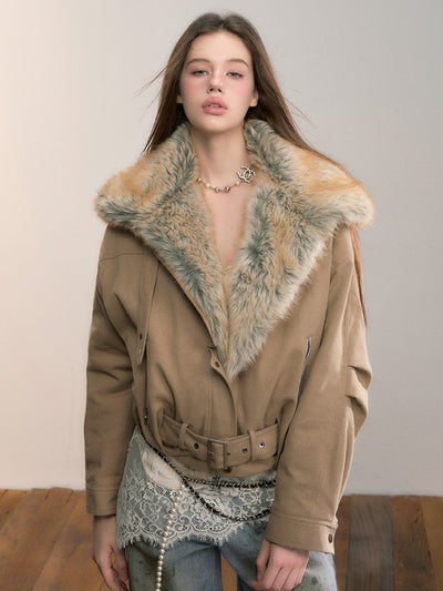 Gradient Fur-lined Reversible Coat VIA0354
